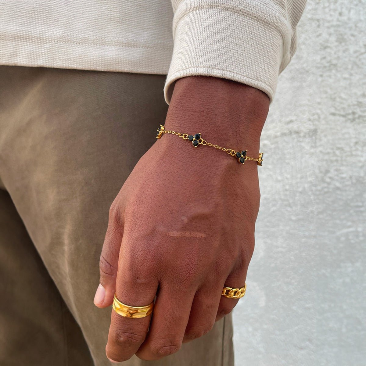Bracelet trèfle à 3 feuilles, style chic et habillé, homme moderne et tendance, modèle Rapha - La Boutique du Bracelet
