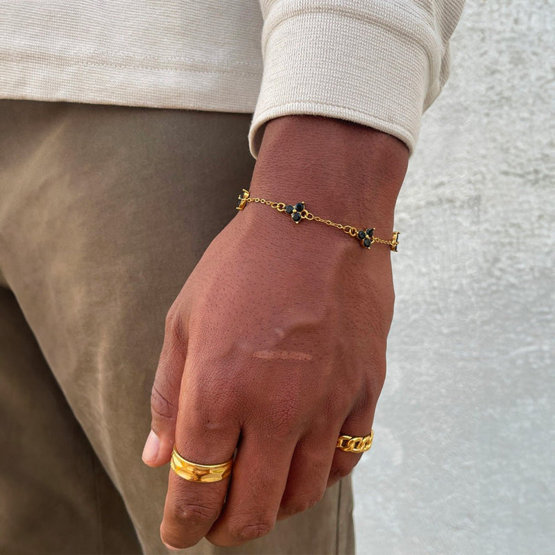 Pulsera trébol de 3 hojas, estilo chic y elegante, hombre moderno y a la moda, modelo Rapha