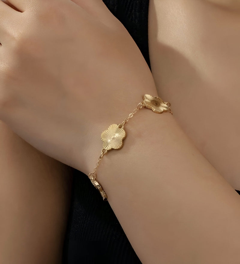 Pulsera trébol de cinco hojas, de acero inoxidable, para mujer, modelo Girma