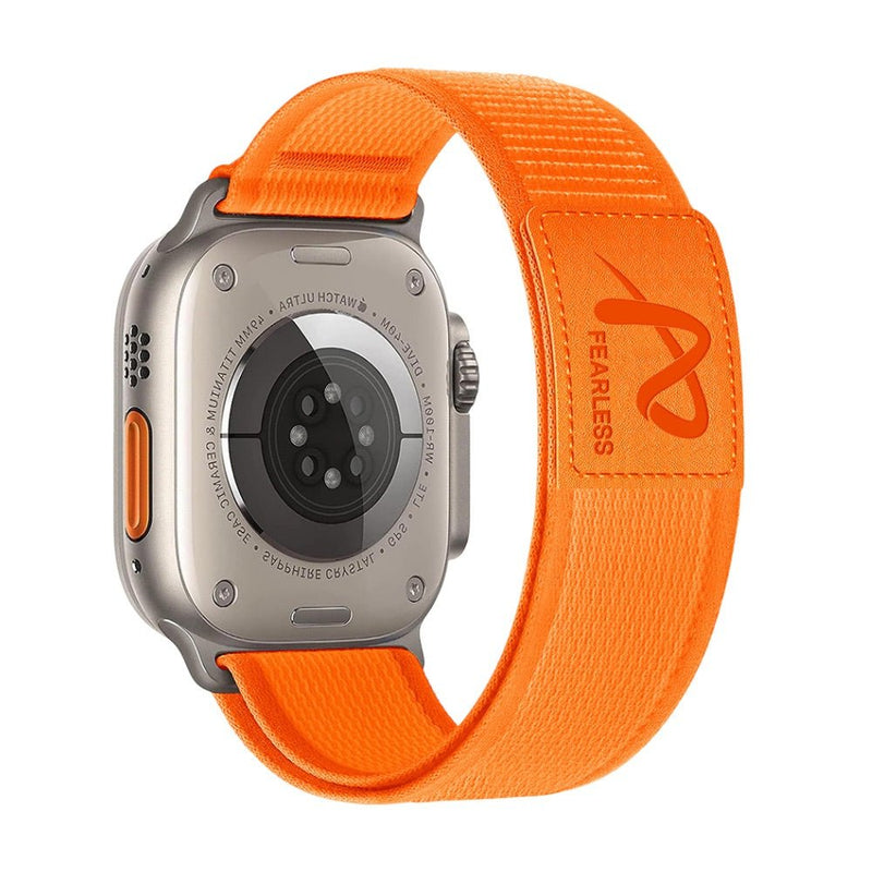Bracelet Apple Watch nylon orange velcro ultra léger et ajustable modèle Mercury.