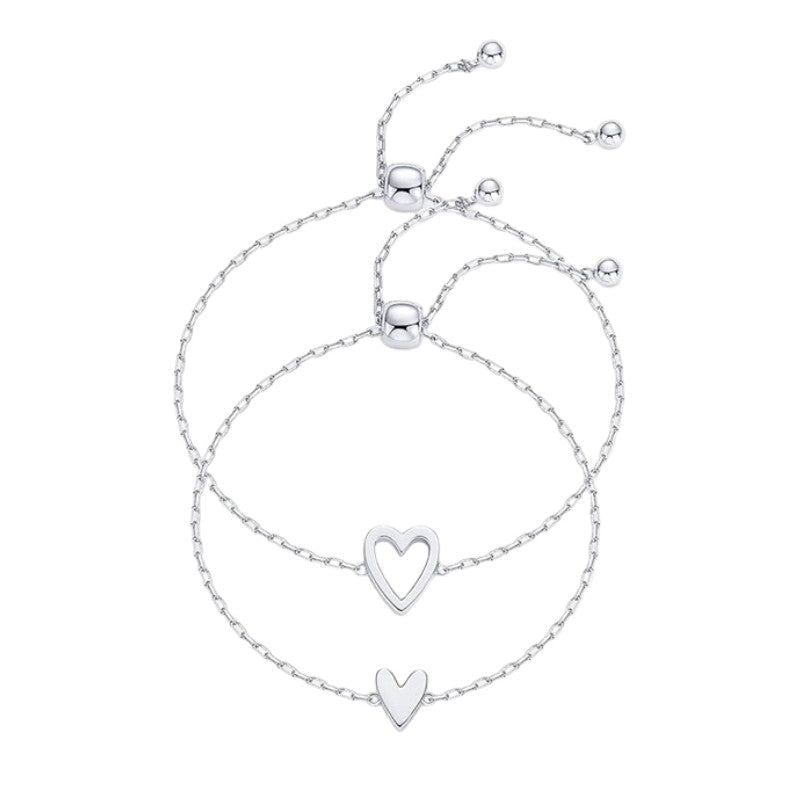 Herz-Armbänder für Mutter und Kind, Duo verstellbarer Armbänder aus Edelstahl, Schmuck als Symbol für Verbundenheit und Liebe, Modell Kéamo