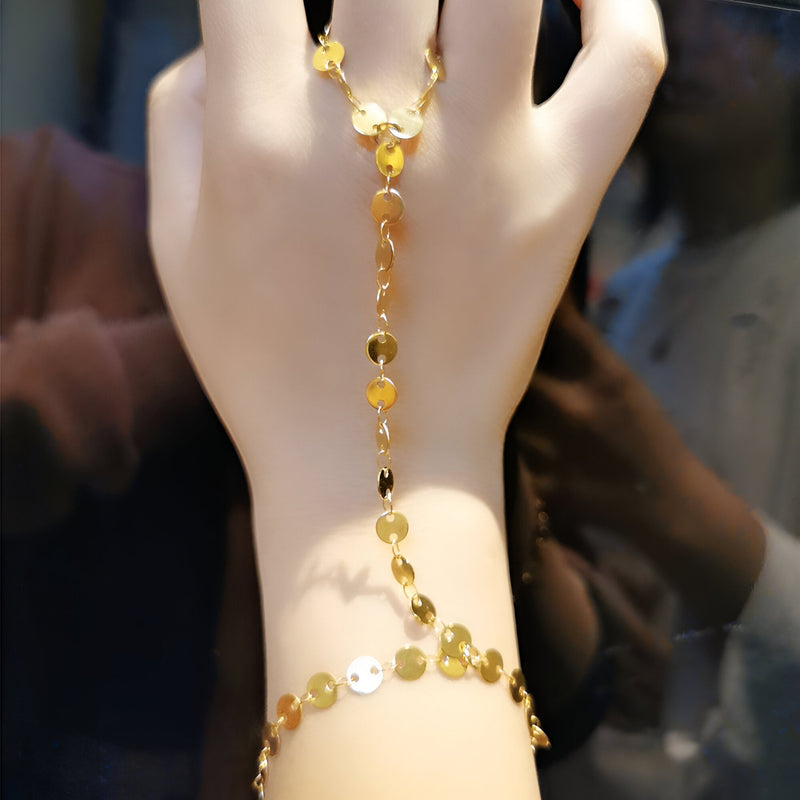 Pulsera de mano con medallones, de acero inoxidable, para mujer, modelo Kirmia