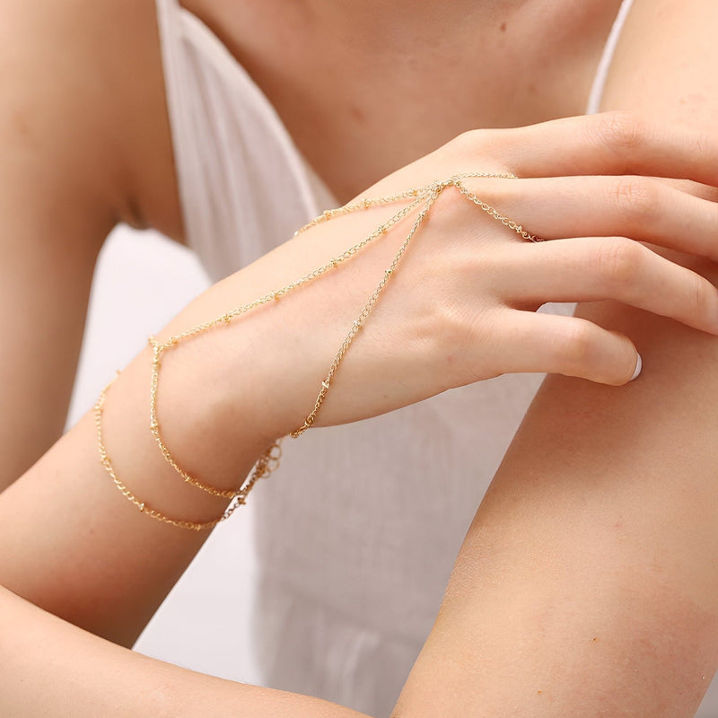 Pulsera de mano multihilos, de acero inoxidable, para mujer, modelo Cosima