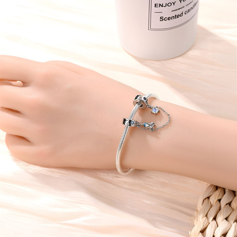 Charm, pulsera con cohete espacial y estrella, para mujer, modelo Orlaith
