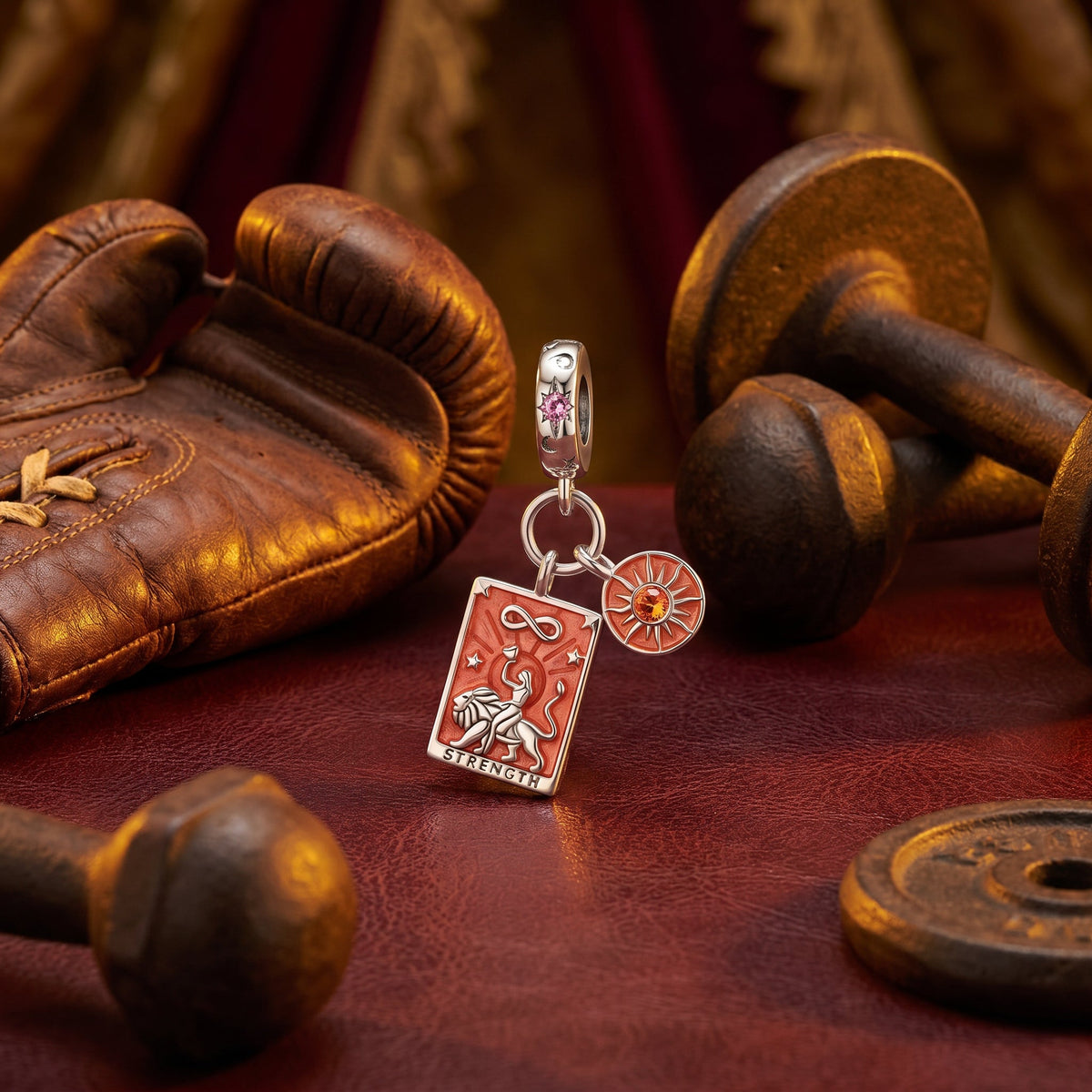 Tarotkort-charm La Force, farvede emaljer og zirkoner, til kvinder, model Fortitudo