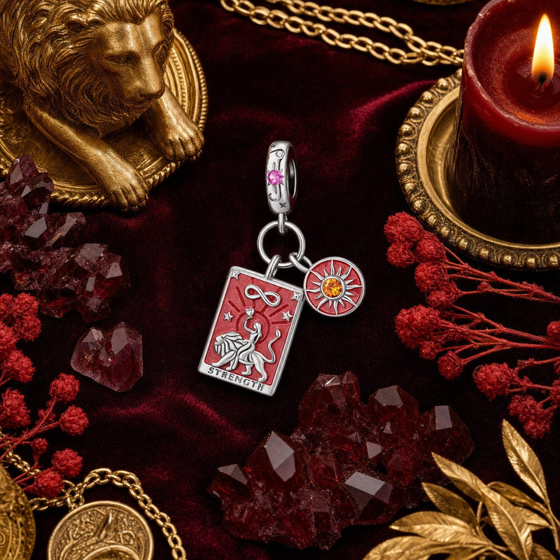 Charm classique, carte de tarot la force, pour femme, modèle Fortitudo