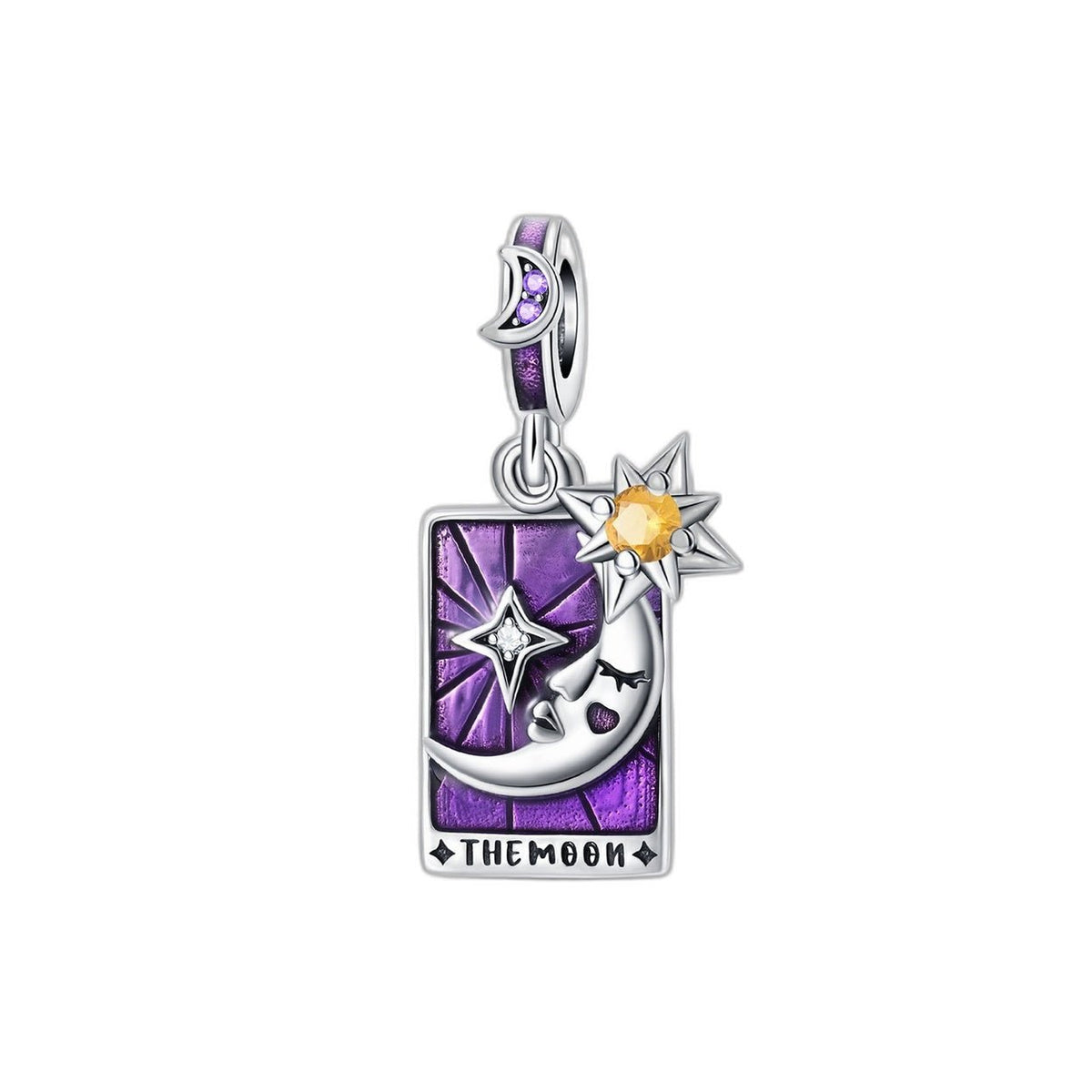 Charm tarotkortet Månen, farvede emaljer og zirkoner, til kvinder, model Lunaria