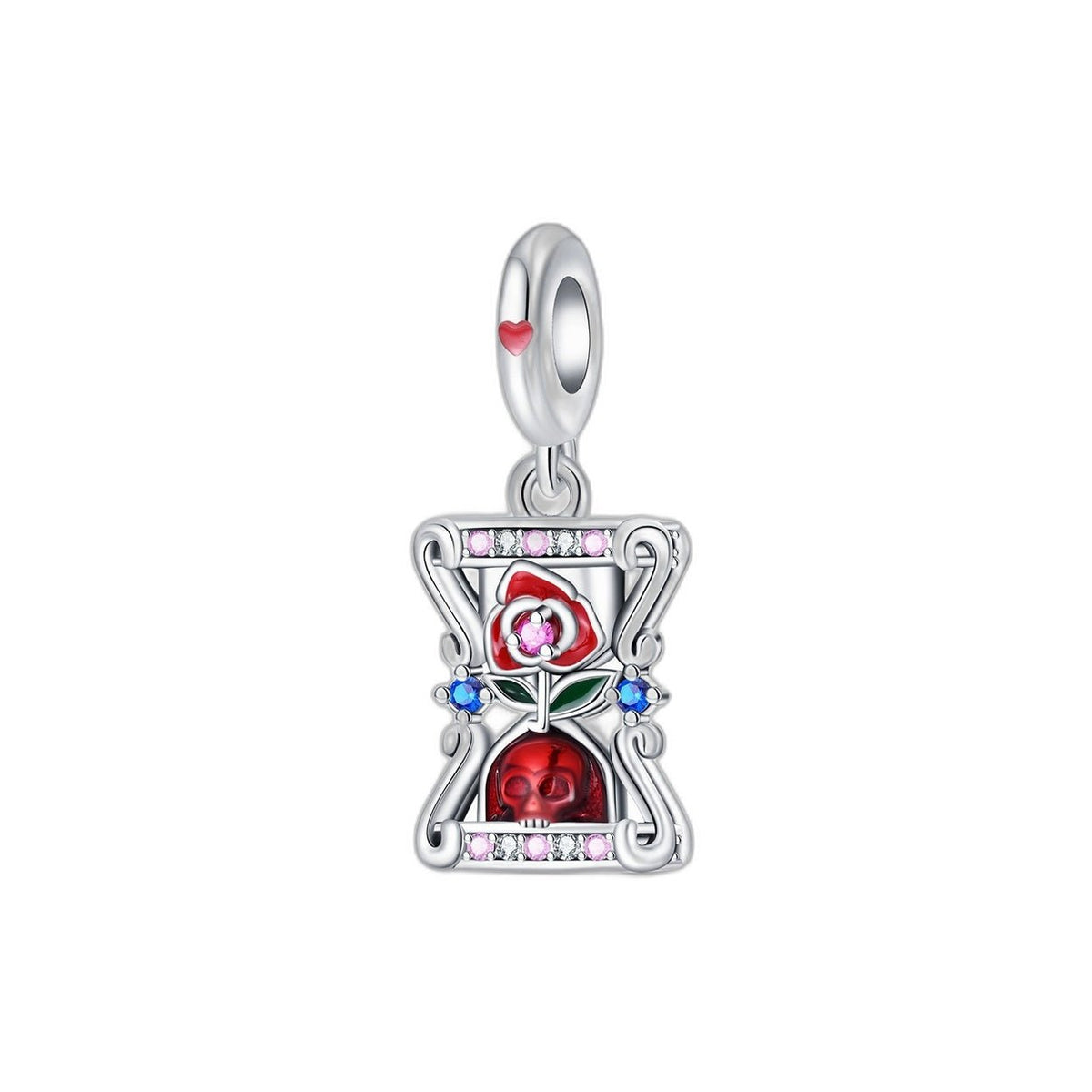 Charm tarotkortet Døden, sølvbelagt kobber emalje, til kvinder, model Mortalis