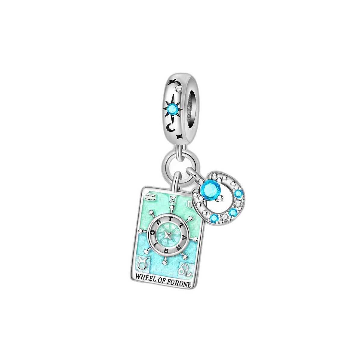 Tarotkort-charm La Roue de Fortune, farvede emaljer og zirkoner, til kvinder, model Rotalia