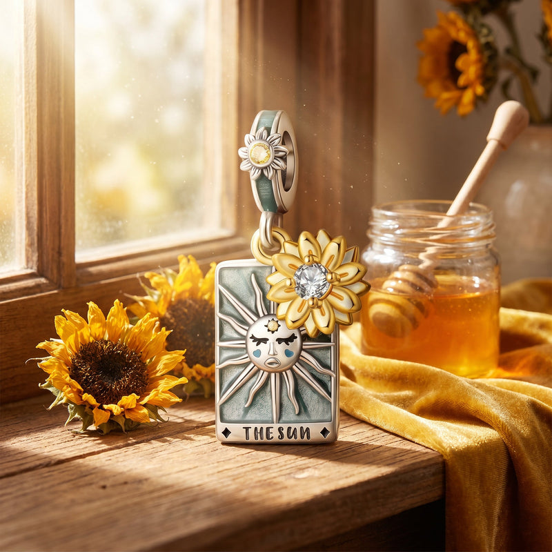Charm clásico, carta del tarot El Sol, para mujer, modelo Solaris