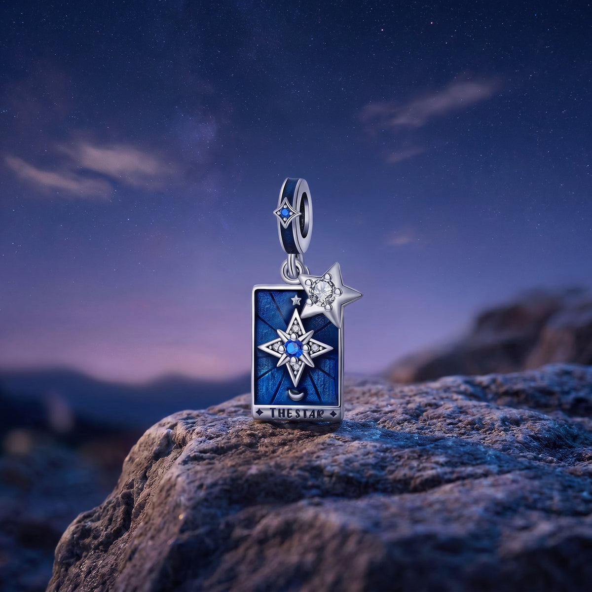 Charm tarotkortet Stjernen, farvet emalje og zirkoner, til kvinder, model Stellara