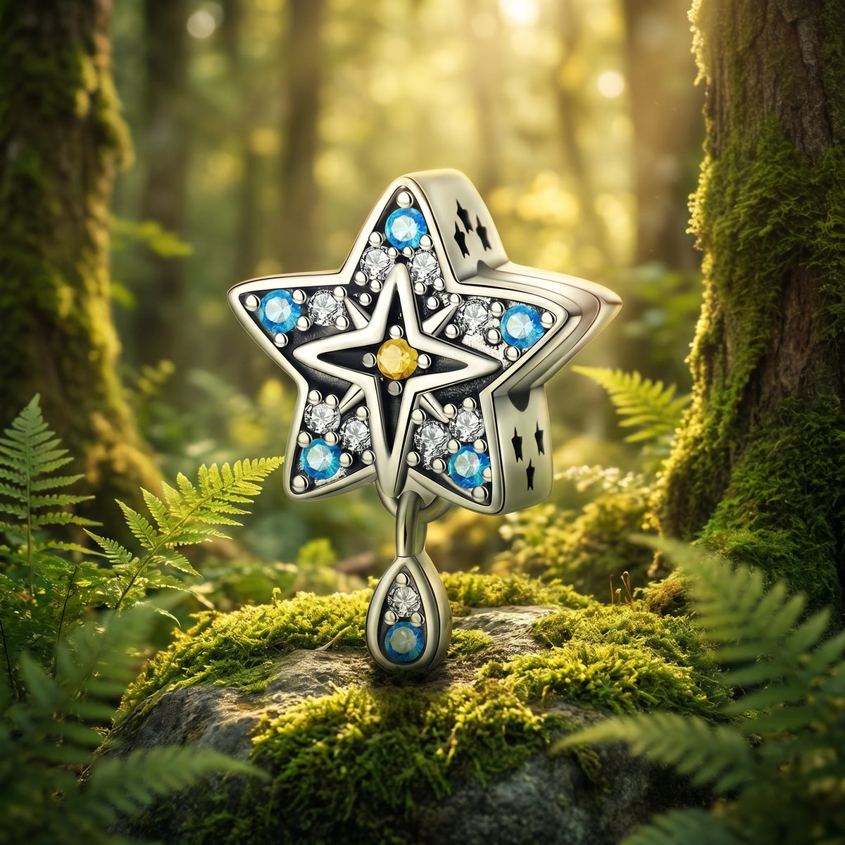 Charm tarotkort i sølvbelagt kobber, farvede emaljer og zirkoner, model Orbika