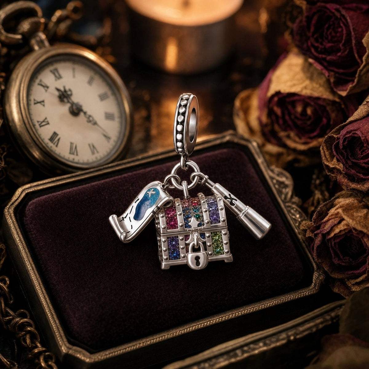 Charm pendant, coffre au trésor, pour femme, modèle Thesaurus