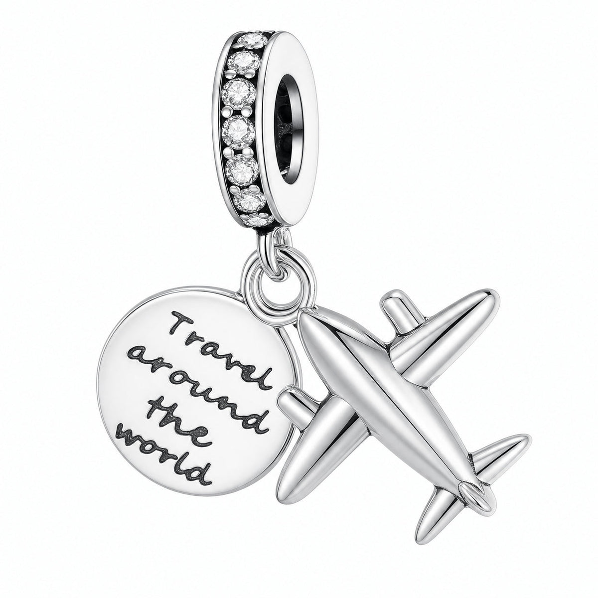 Charm pendant, travel duo airplane and globe, for women, Dualis model