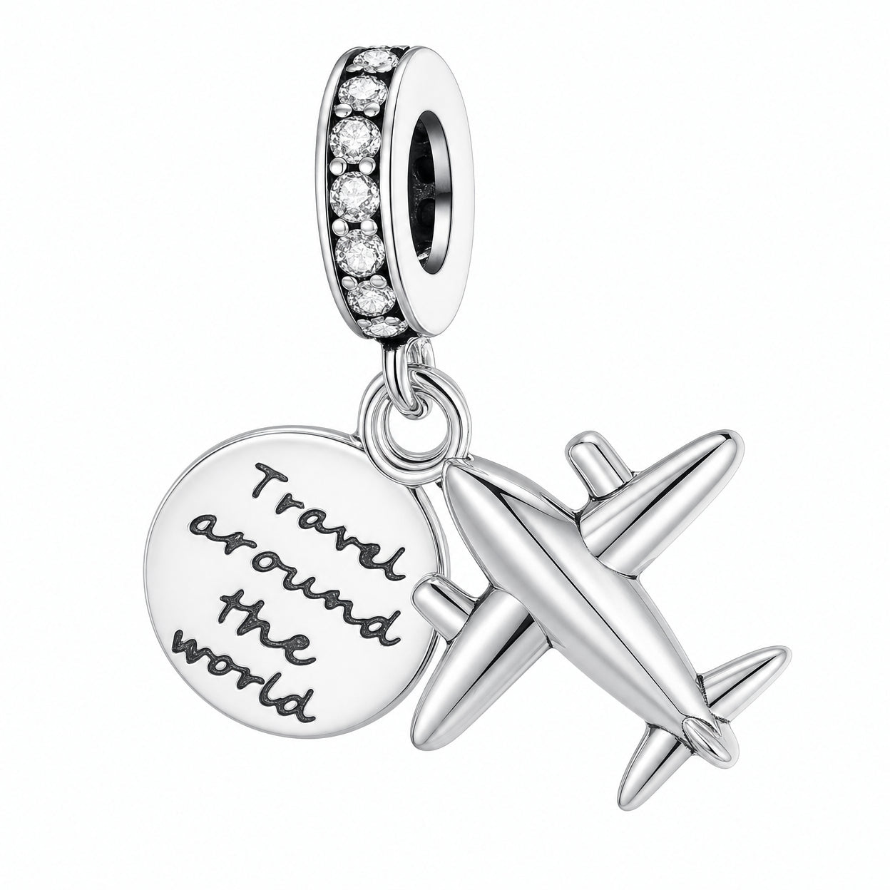 Charm pendant, travel duo airplane and globe, for women, Dualis model
