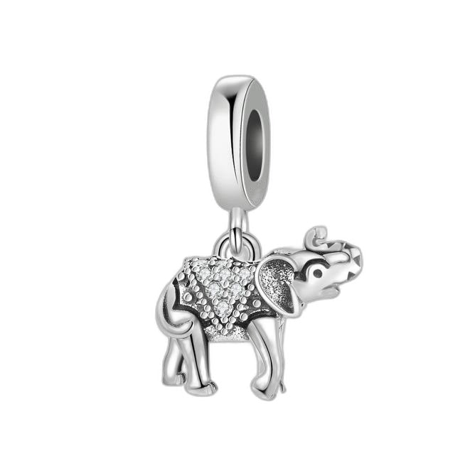 Cute elephant pendant charm with zircon flower, for women, Elephanto model