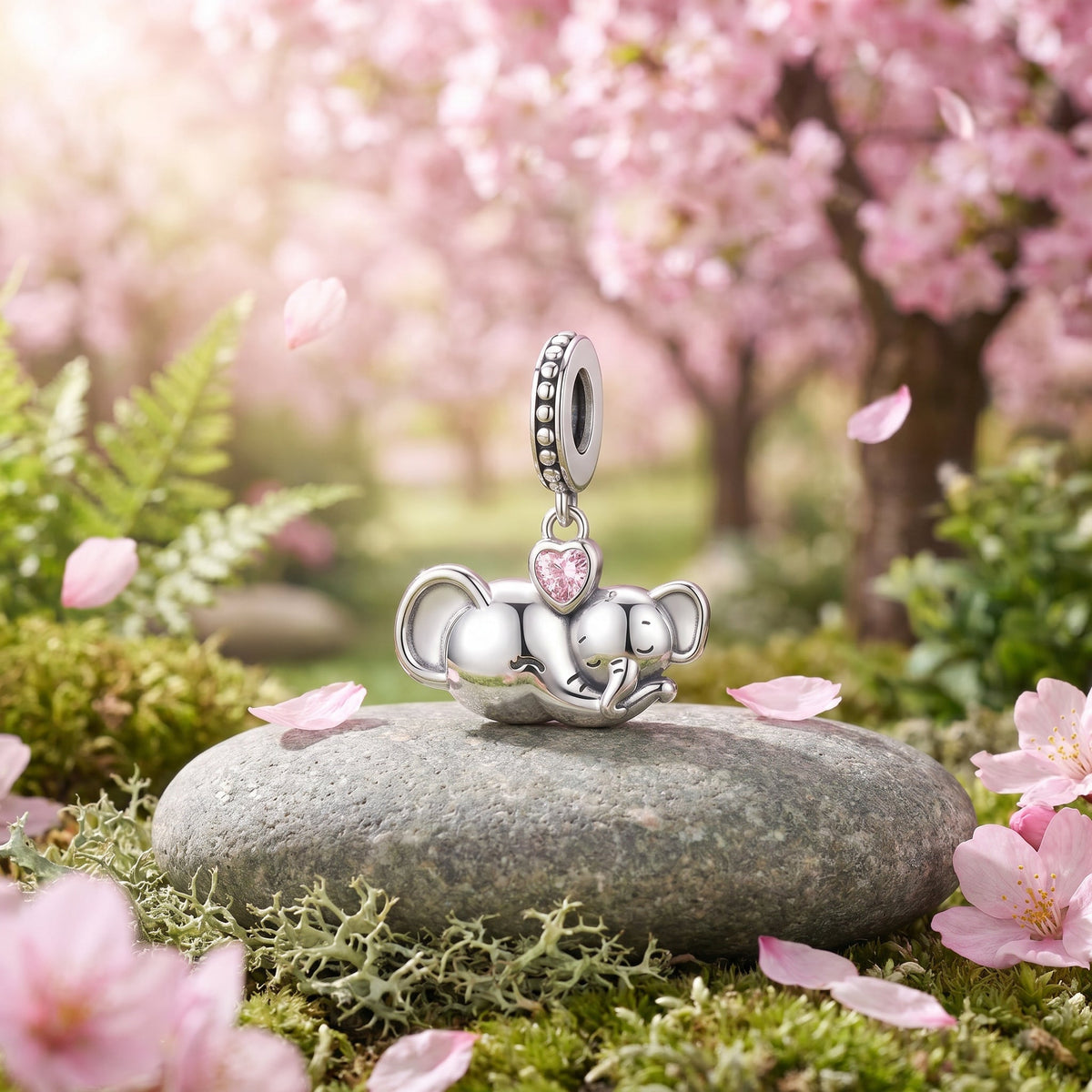 Charm pendant, éléphant mère bébé mignon, pour femme, modèle Elephamour