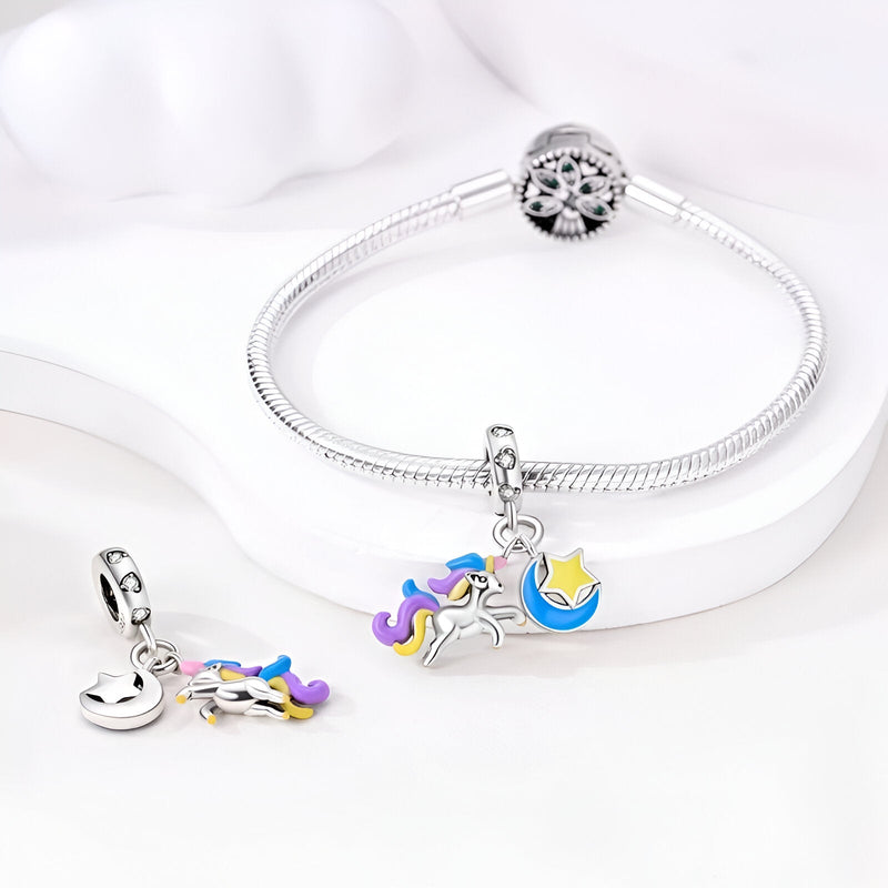 Colgante charm unicornio en el cielo, para mujer, modelo Iduna