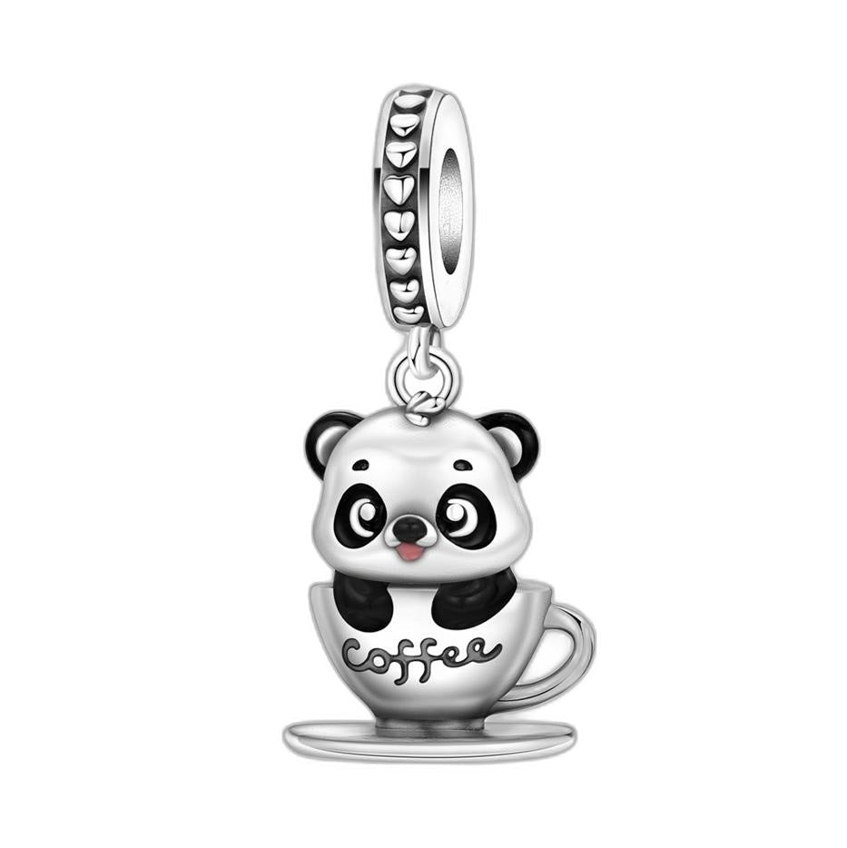 Κρεμαστό γούρι, χαριτωμένο panda καφέ, για γυναίκα, μοντέλο Pandaccino