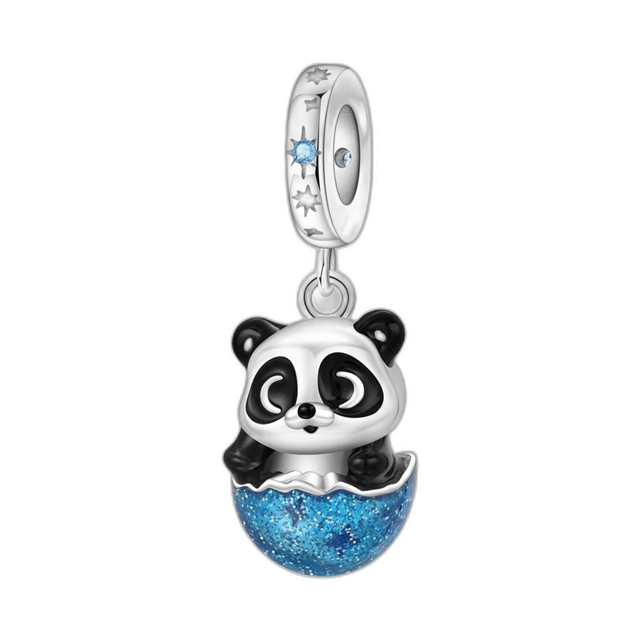 Charm-Anhänger, niedlicher Panda mit Muschel, für Damen, Modell Pandoeuf