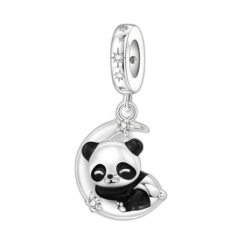Charm-Anhänger, niedlicher Panda-Mond, für Damen, Modell Pandaluna