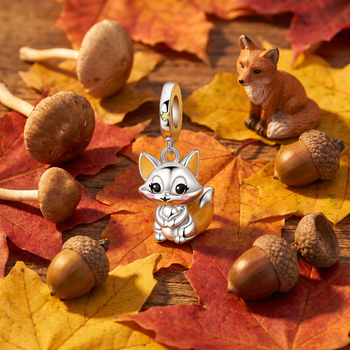 Charm pendant, petit renard mignon, pour femme, modèle Renardino