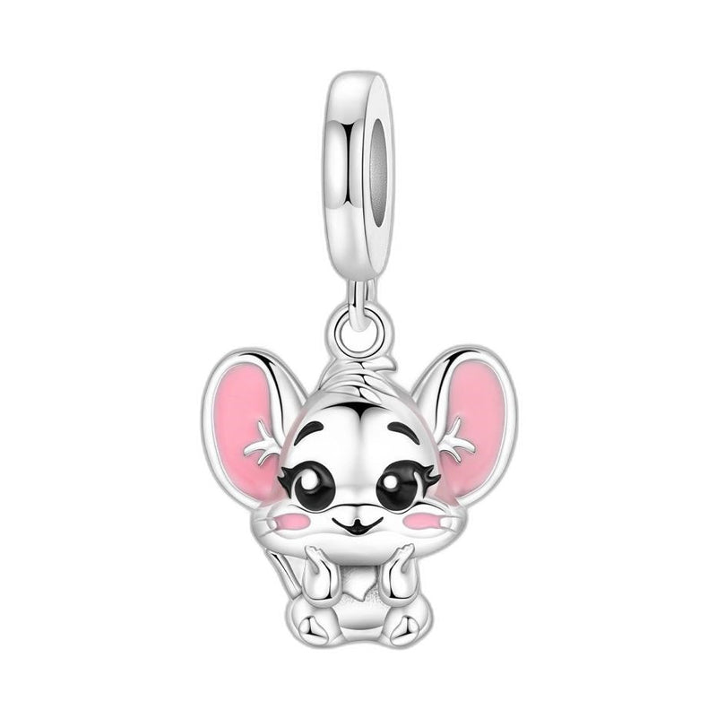 Ciondolo charm, piccolo topo carino, per donna, modello Topinella
