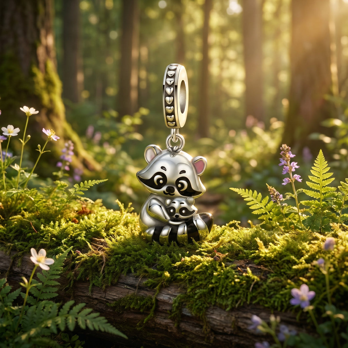 Charm pendant, raton laveur mère bébé mignon, pour femme, modèle Ratonina