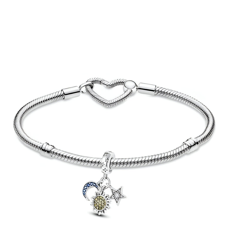 Colgante charm sol-luna-estrella, para mujer, modelo Nausica