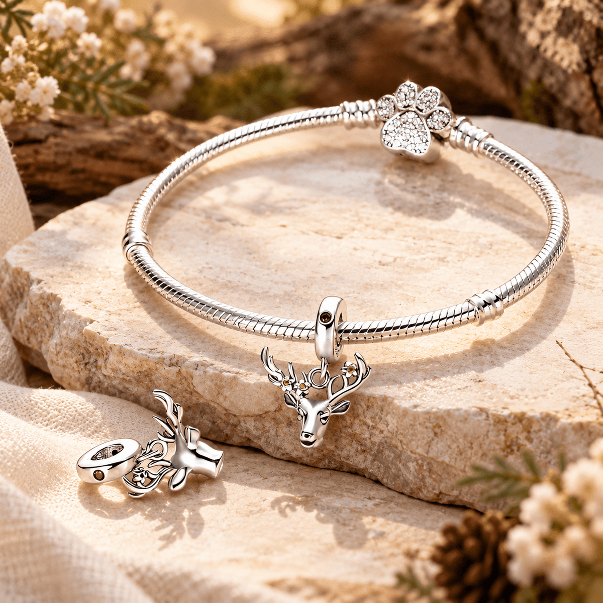 Charm-Anhänger Hirschkopf, für Damen, Modell Ailith