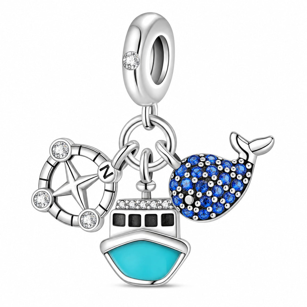 Charm-Anhänger, maritimes Reise-Trio, für Damen, Modell Navig