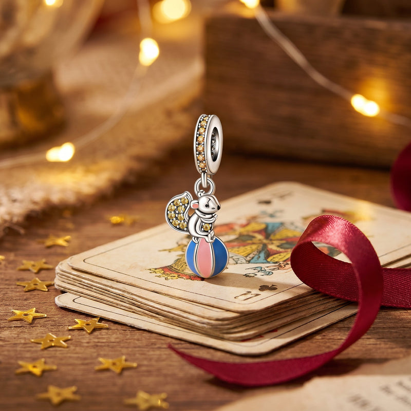 Charm, pendente circo e luna park in argento, per donna, modello Acrobata sul Pallone