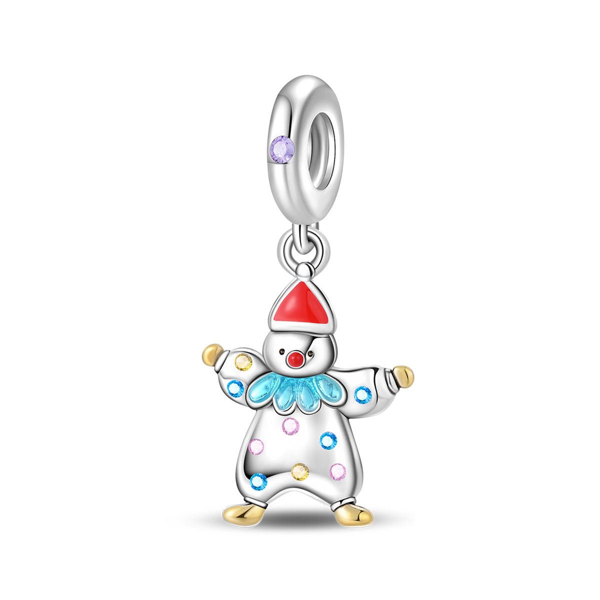Charm, pendente circo e luna park in argento, per donna, modello Clown Acrobata Stellato