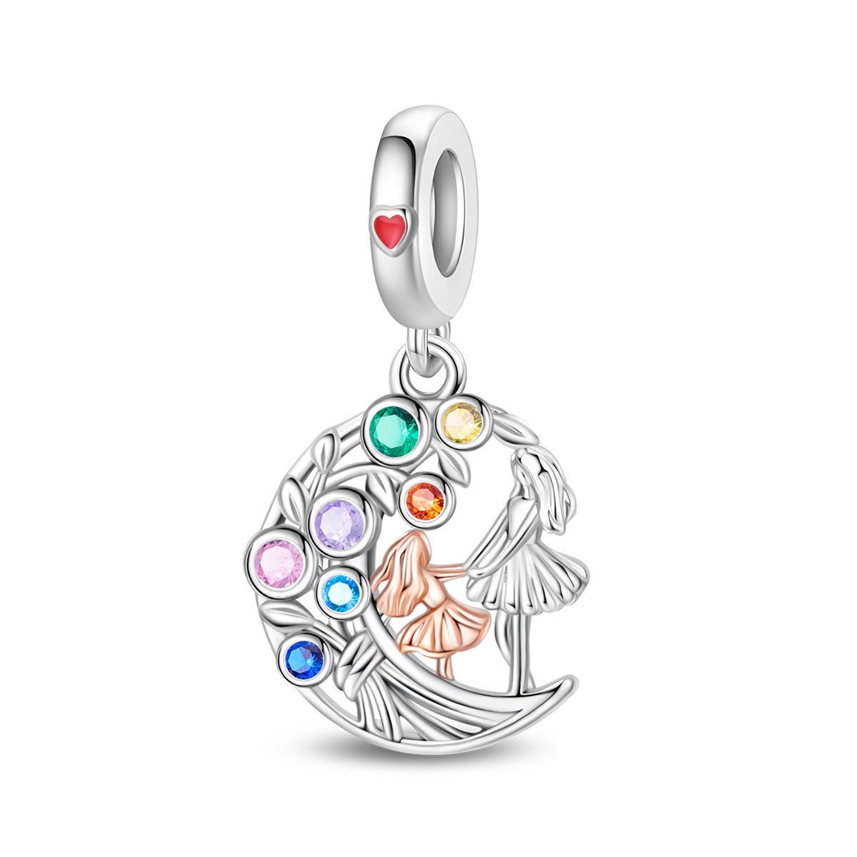 Charm, Pendentif famille et spiritualité en argent, pour femme, modèle Arbre de Vie Mère et Fille