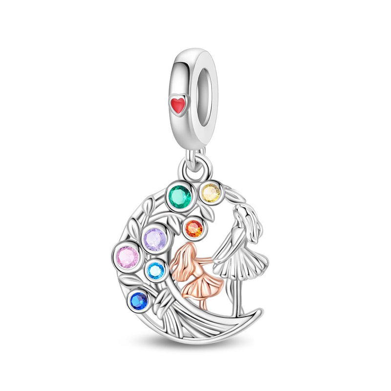 Charm, Pendentif famille et spiritualité en argent, pour femme, modèle Arbre de Vie Mère et Fille