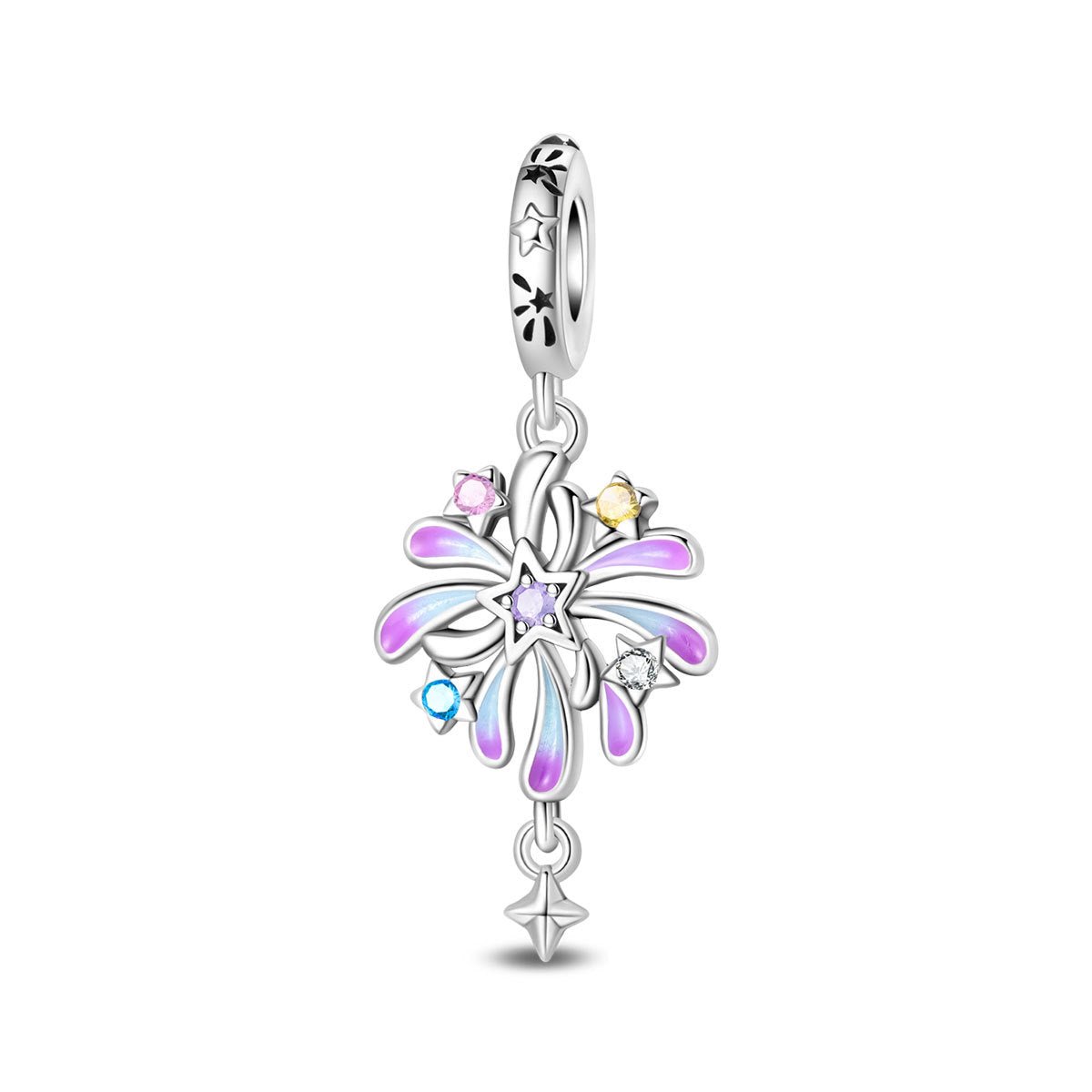 Charm, Pendentif fête et festivités en argent, pour femme, modèle Feu d'Artifice Multicolore