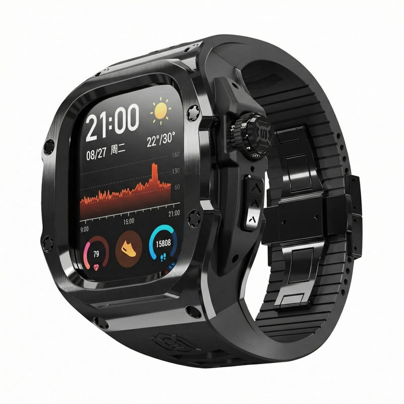 Volledige beschermhoes voor Apple Watch Ultra 49 mm, versterkte metalen bescherming, robuust design, ideaal voor intensief gebruik, model Jaydon