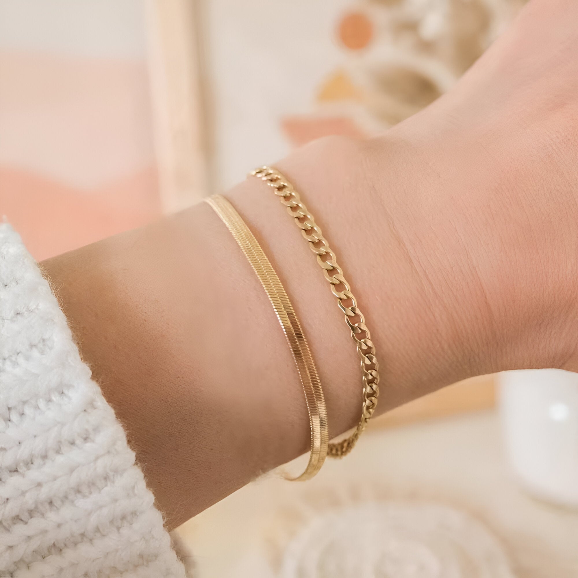 Duo de bracelets à maille, en acier inoxydable, modèle Qadira - La Boutique du Bracelet