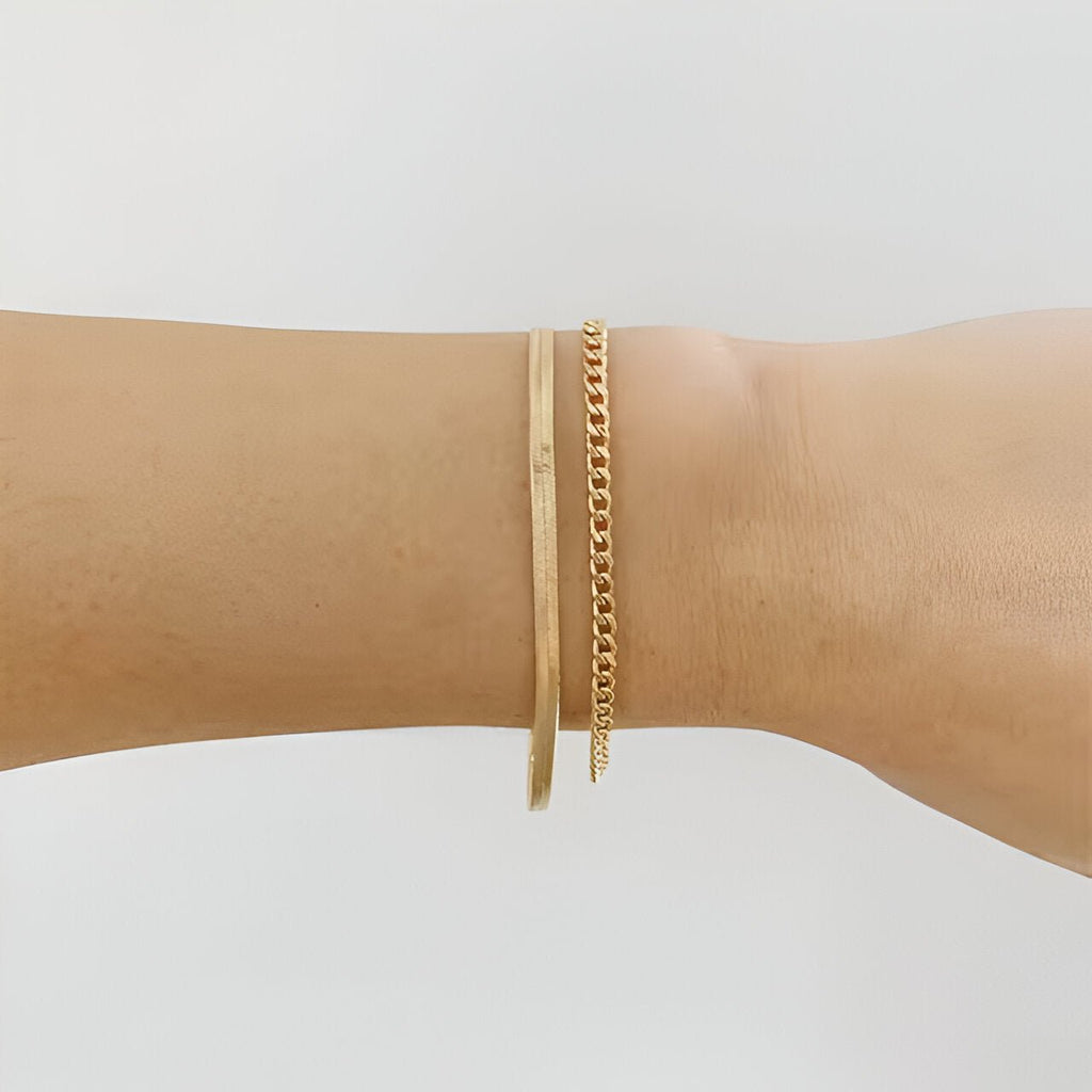 Duo de bracelets à maille, en acier inoxydable, modèle Qadira - La Boutique du Bracelet