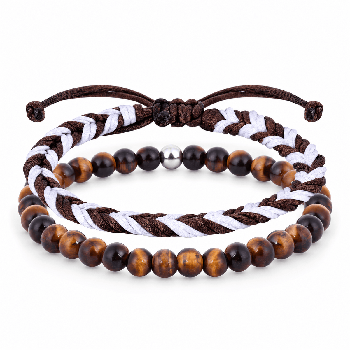 Bracelets Edouardo Oeil de tigre – packshot studio frontal sur fond blanc