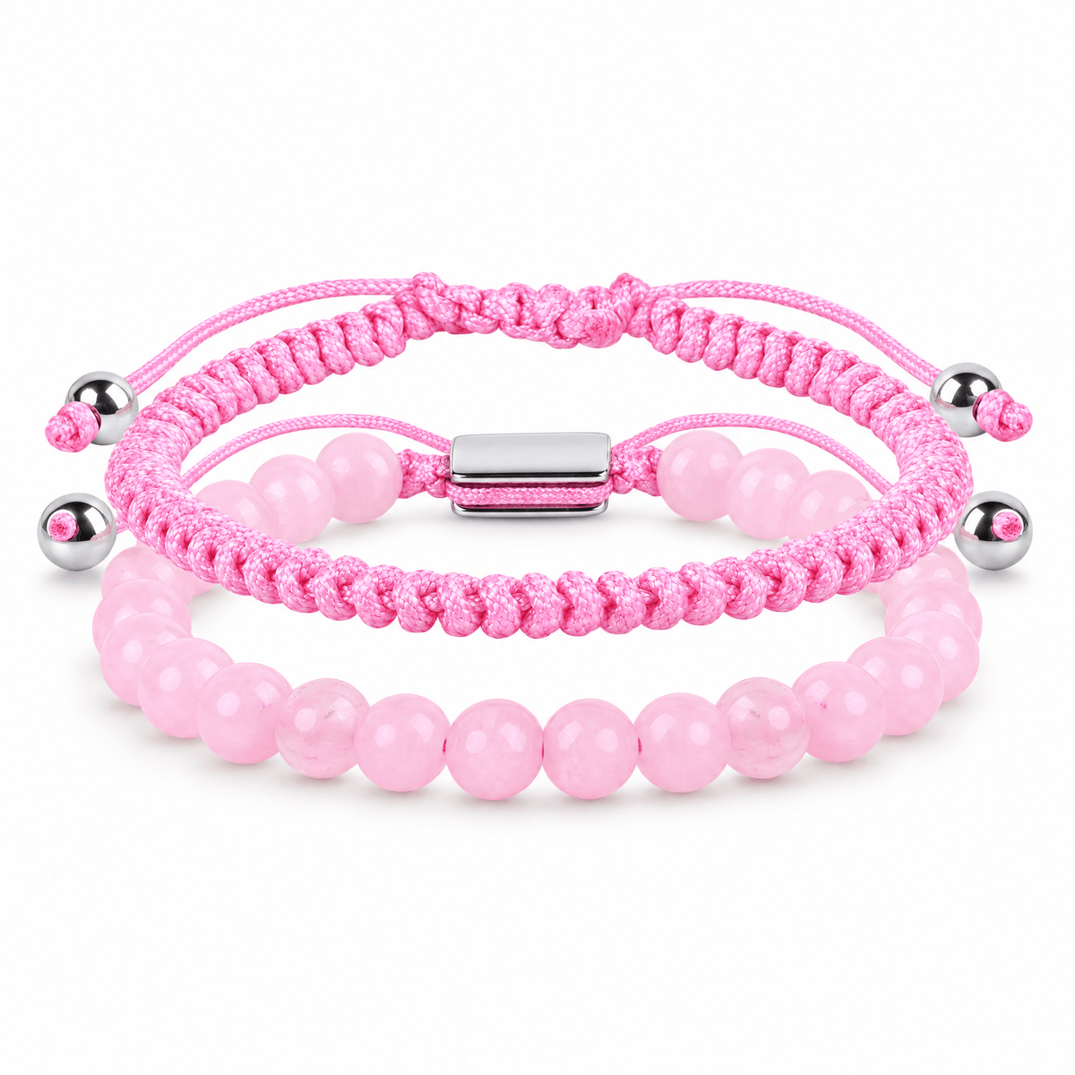 Bracelets Edouardo Quartz rose – packshot studio frontal sur fond blanc