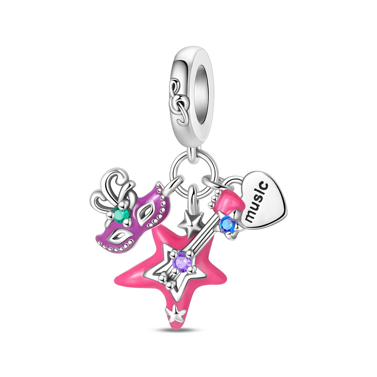 Charm, Pendentif fête et festivités en argent, pour femme, modèle Bal Masqué Musical