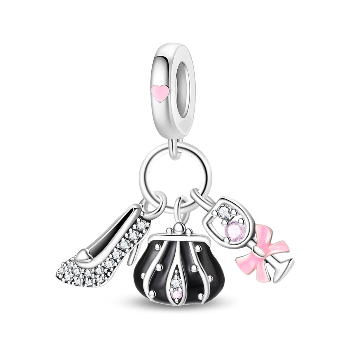 Charm, Pendentif voyage et vacances en argent, pour femme, modèle Soirée Glamour Triple