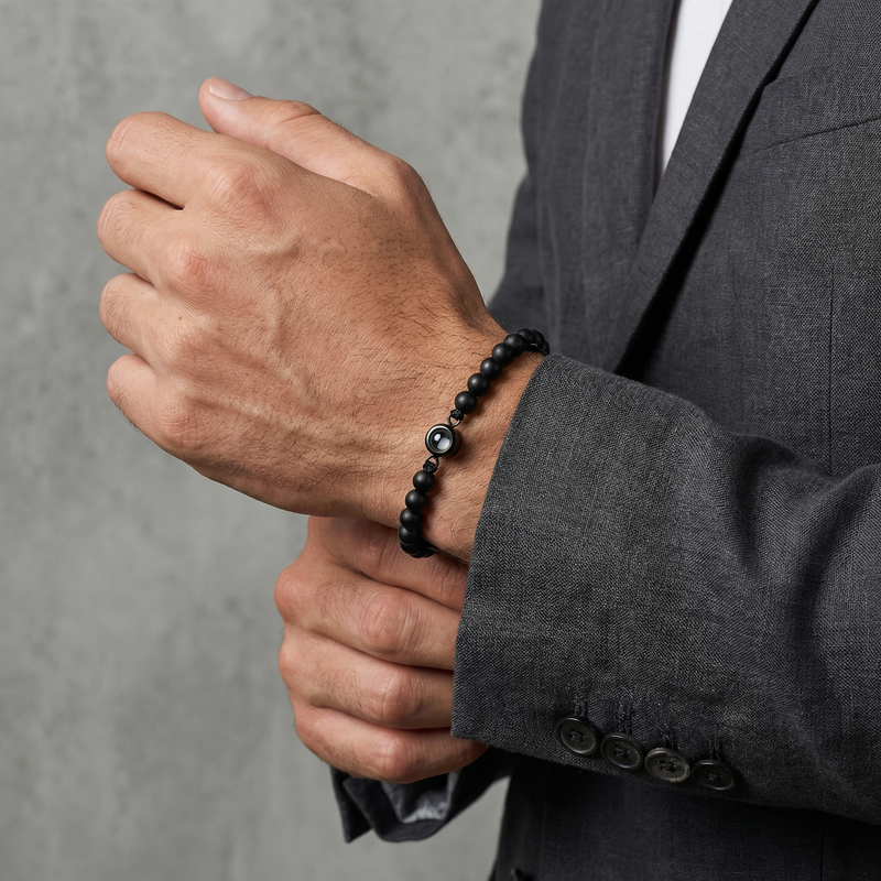 Bracelet photo personnalisé, en pierres naturelles, modèle Amaru