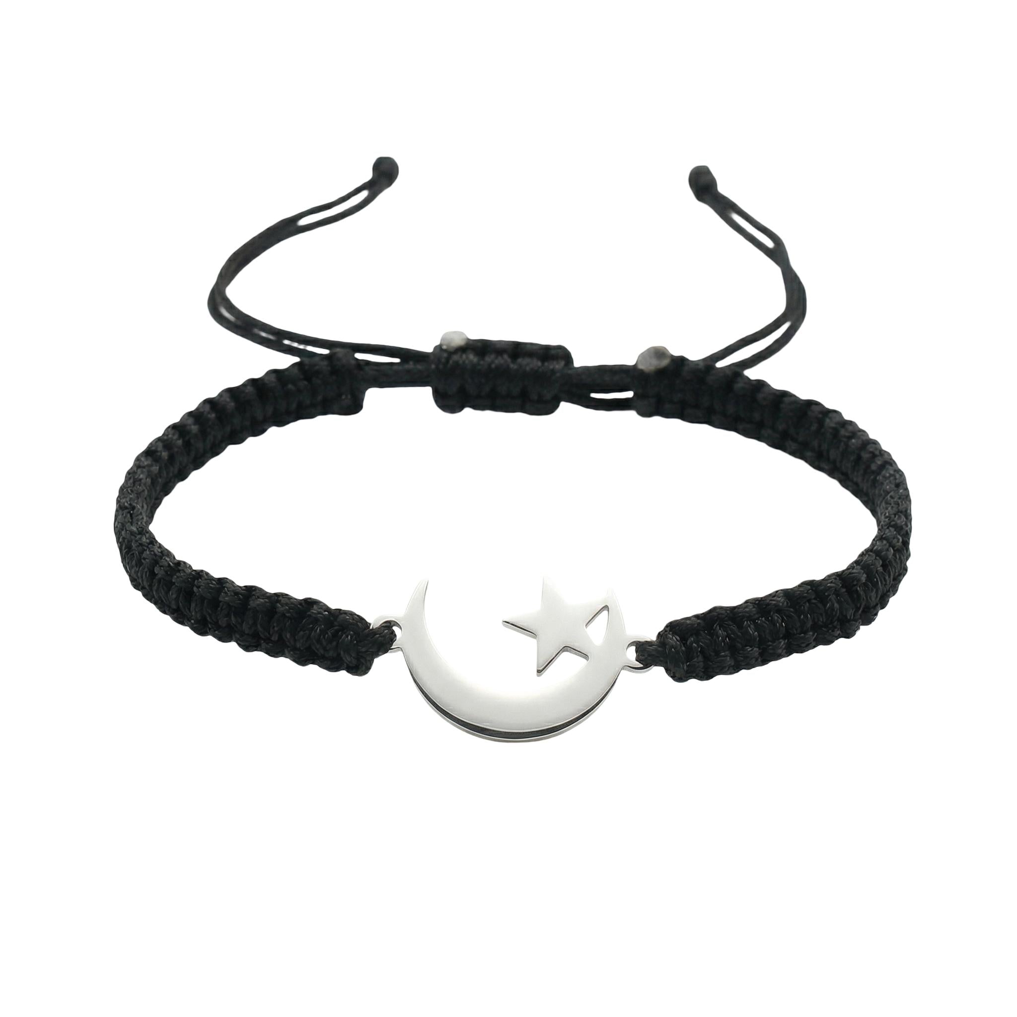 Bracelet Hilal en Acier Inoxydable et Nylon, Lien Tressé Résistant, Symbole de Foi Élégant, modèle Eman