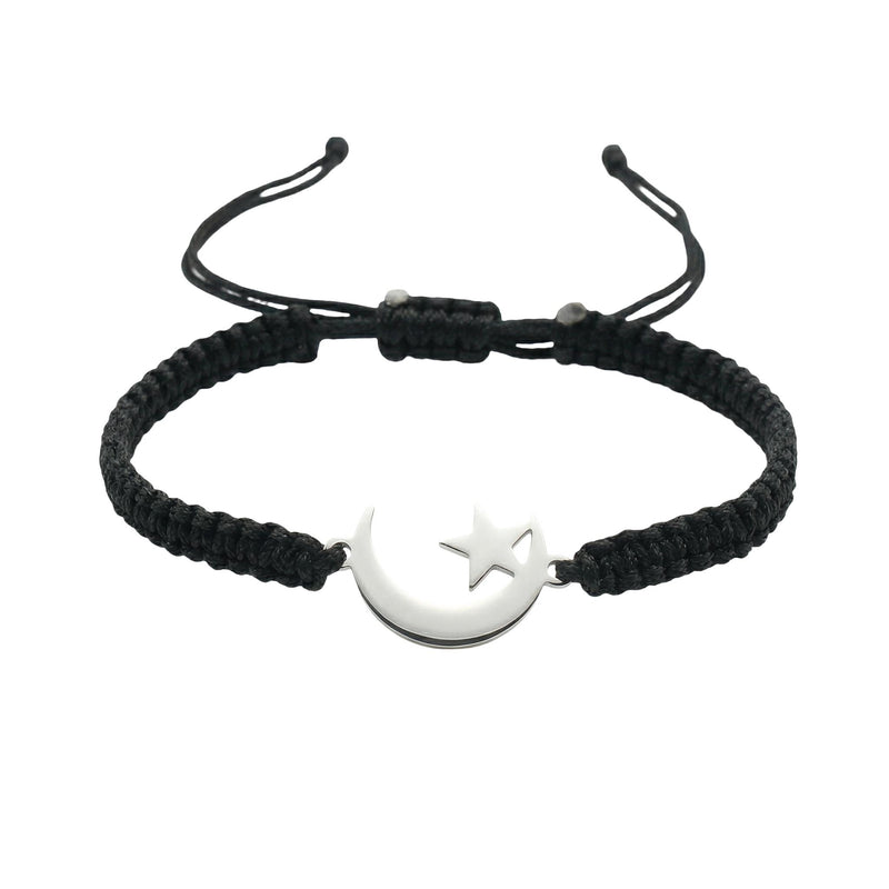 Bracelet Hilal en Acier Inoxydable et Nylon, Lien Tressé Résistant, Symbole de Foi Élégant, modèle Eman