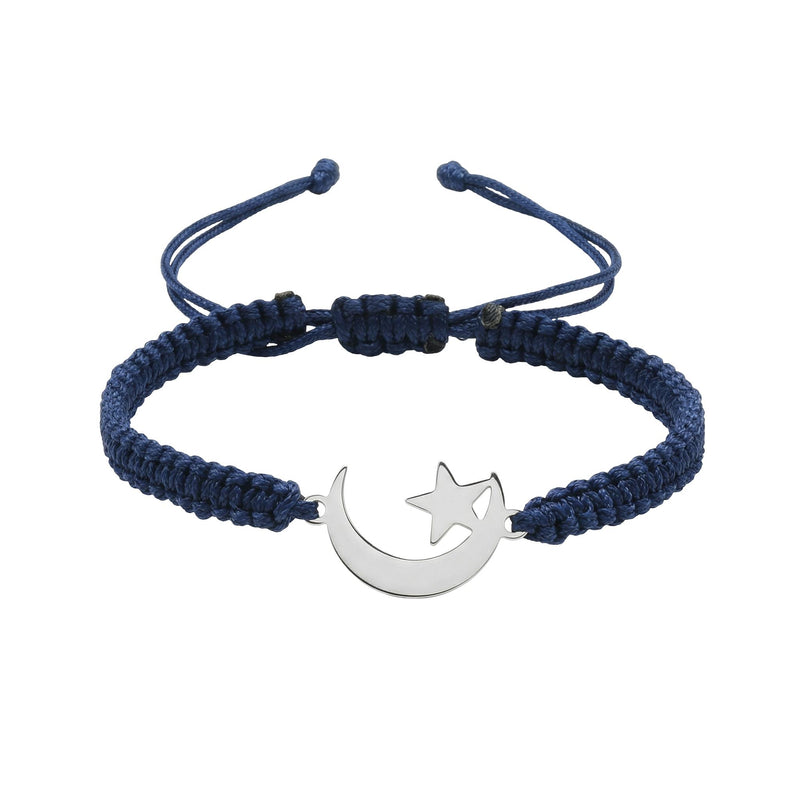 Bracelet Hilal en Acier Inoxydable et Nylon, Lien Tressé Résistant, Symbole de Foi Élégant, modèle Eman