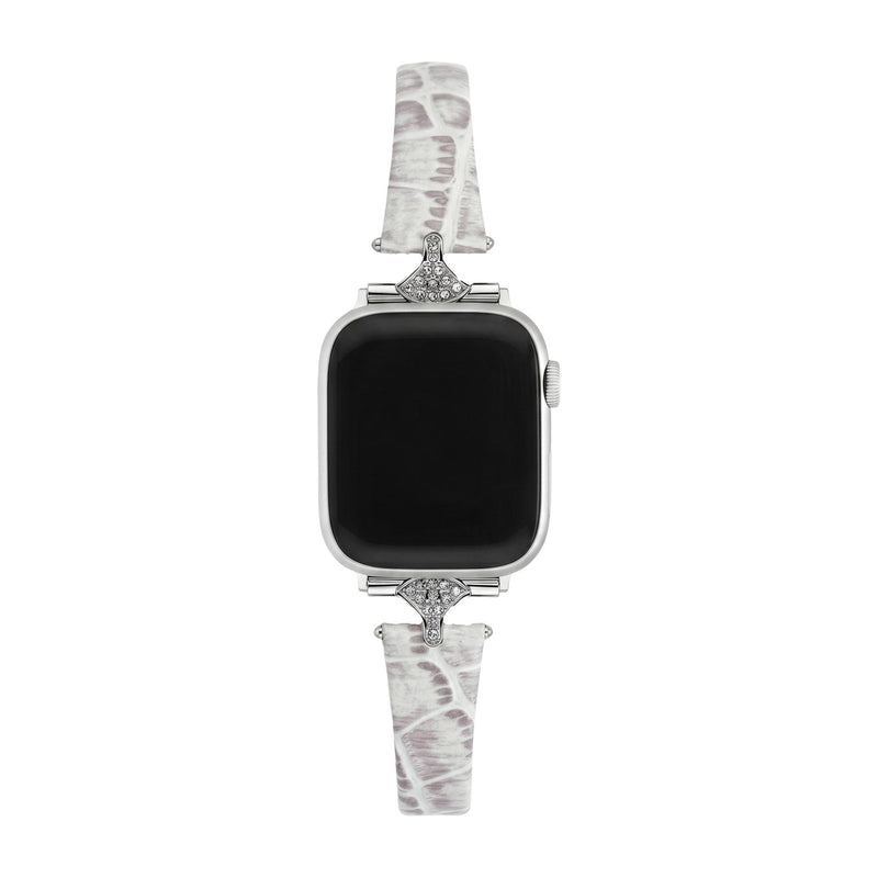Elegant damearmbånd, imiteret læder med krokodillelook, skinnende strassforbindelser, kompatibel med Apple Watch, elegance til håndleddet, model Crozia