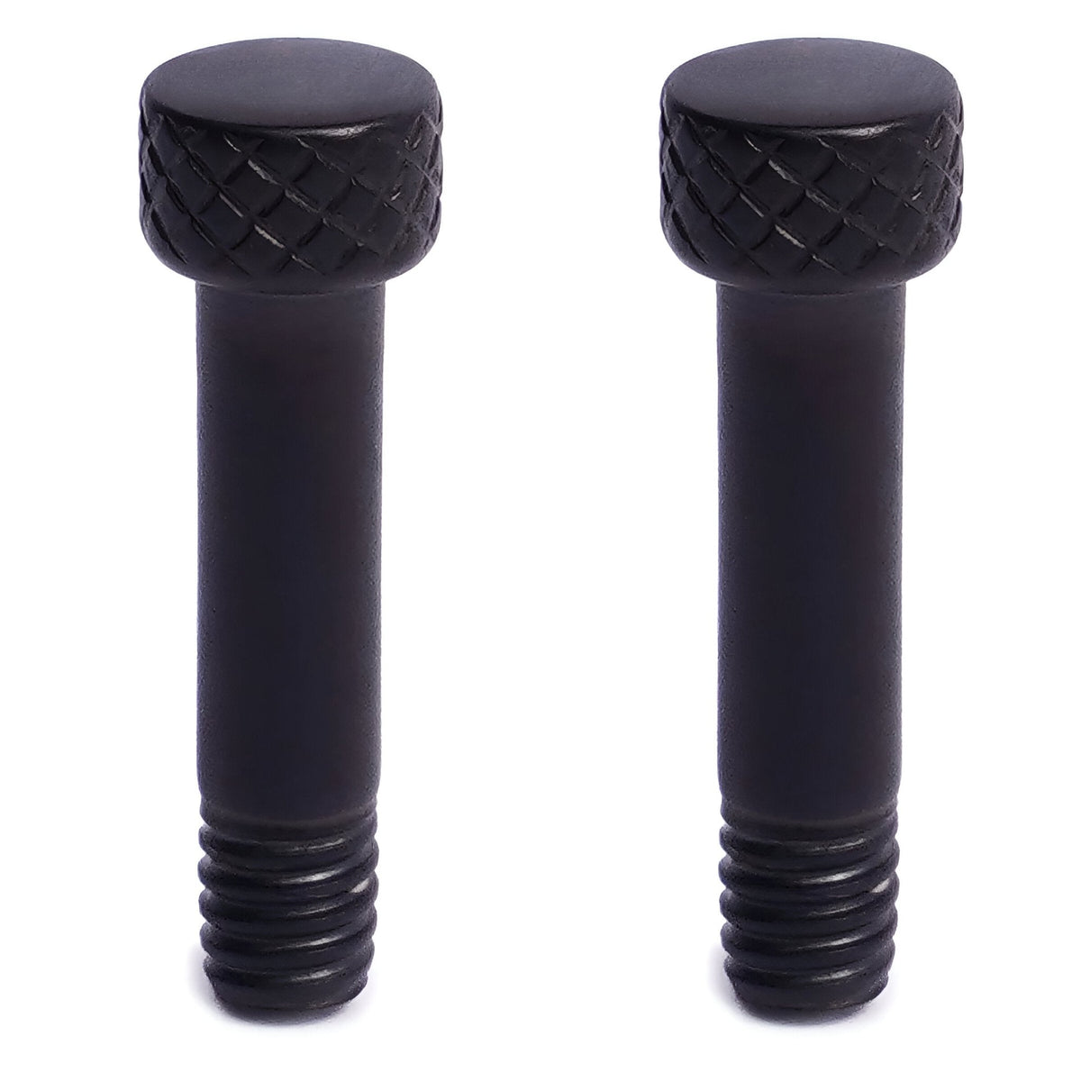 Lot de 2 vis de manille noires à tête ronde texturée et filetage partiel.