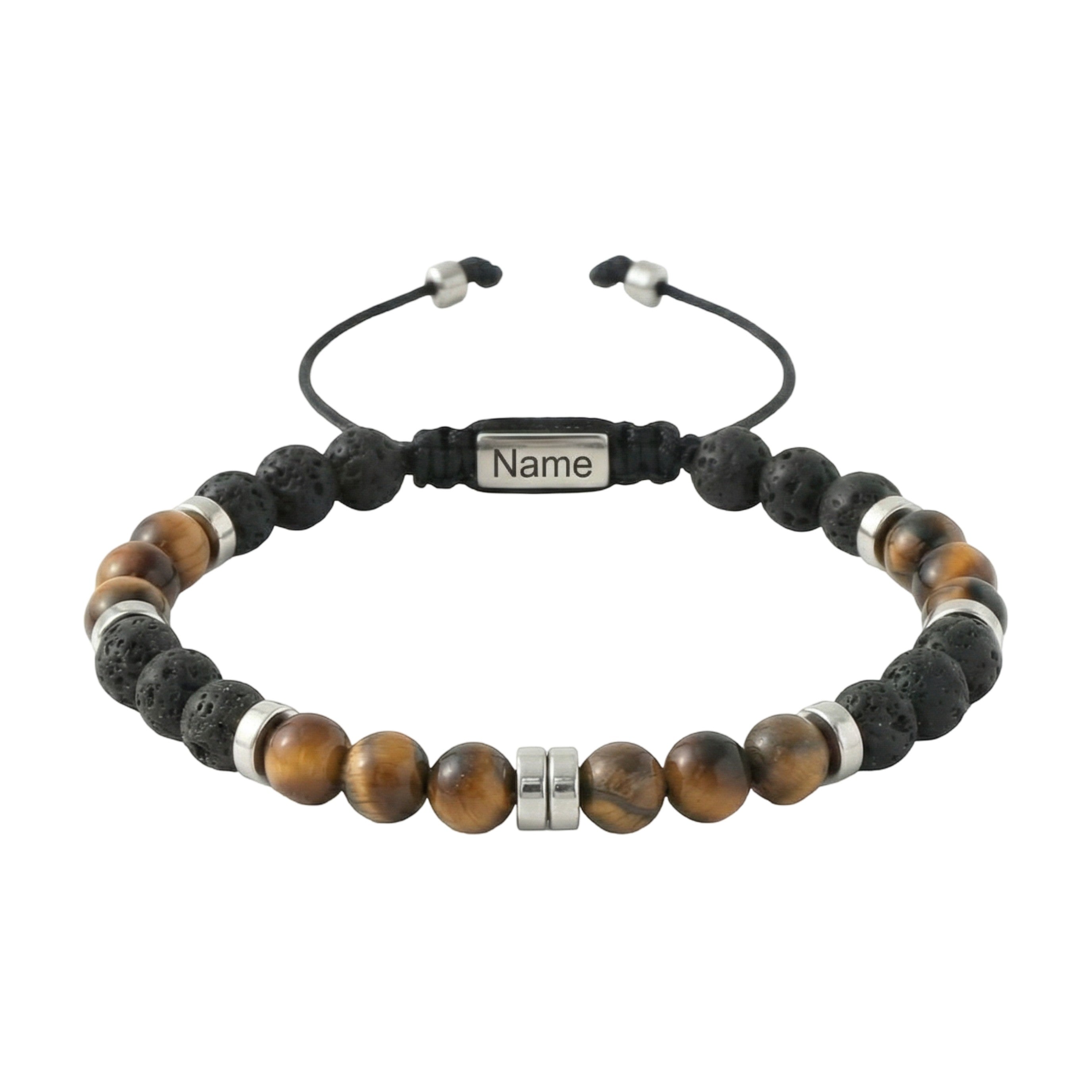 Personalized bracelet made of natural stones 6 mm, beaded bracelet with adjustable cord, raw and elegant look, Kalère model